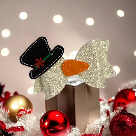 SNOWMAN GLITTER BOW