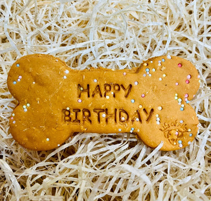 HAPPY BIRTHDAY HAND BAKED DOG BIRTHDAY BISCUIT