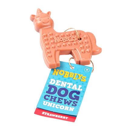 NOBBLYS VEGGIE UNICORN DENTAL DOG CHEW (STRAWBERRY)