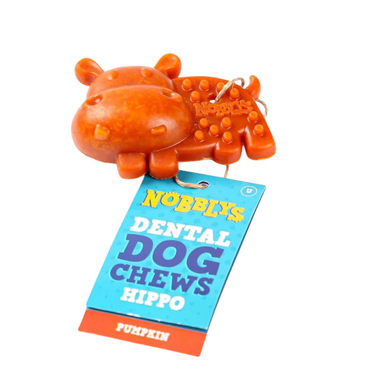 NOBBLYS VEGGIE HIPPO DENTAL DOG CHEW (PUMPKIN)